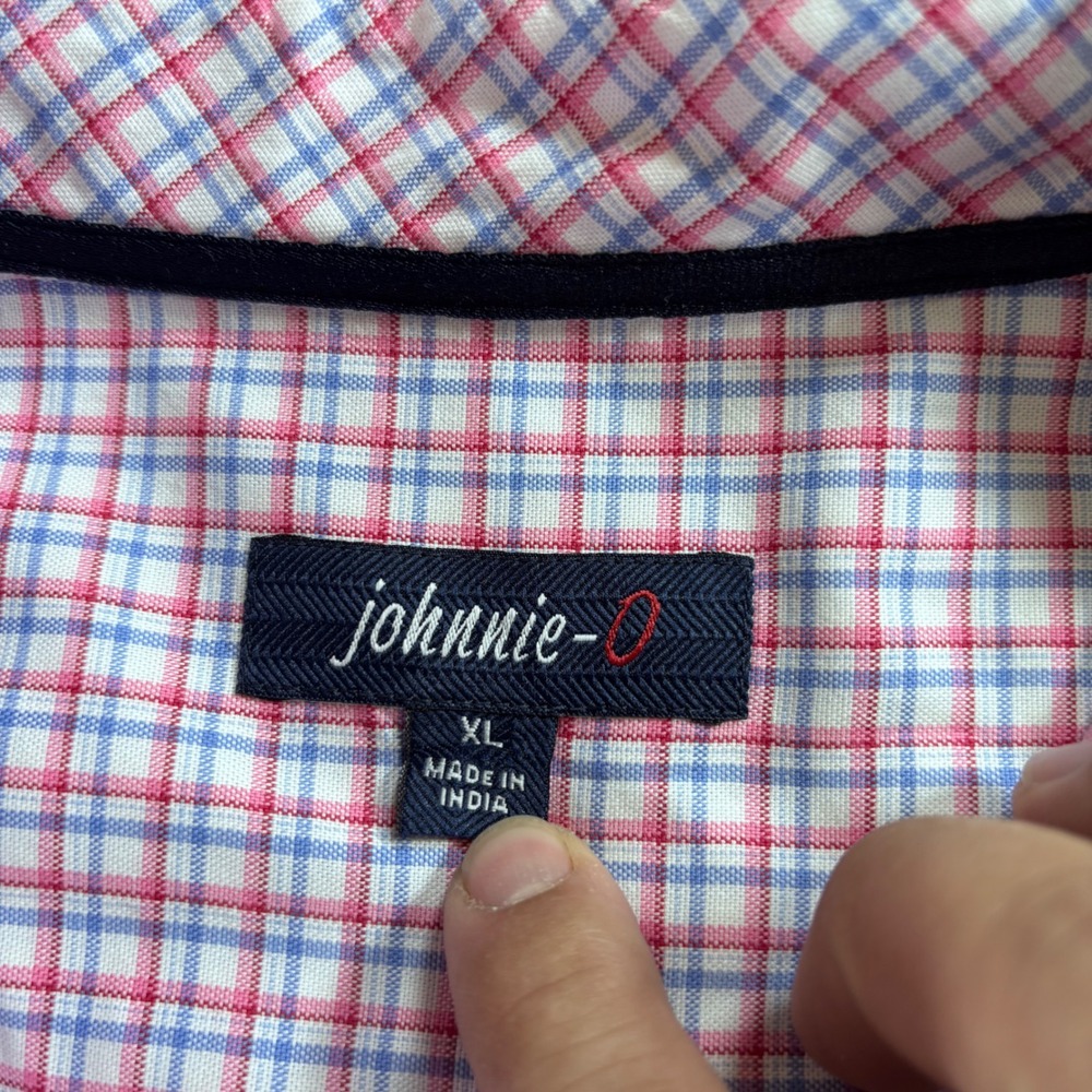johnnie-O Button Down Shirt Mens XL Red Blue Check Egyptian Cotton Long Sleeve - Picture 4 of 7